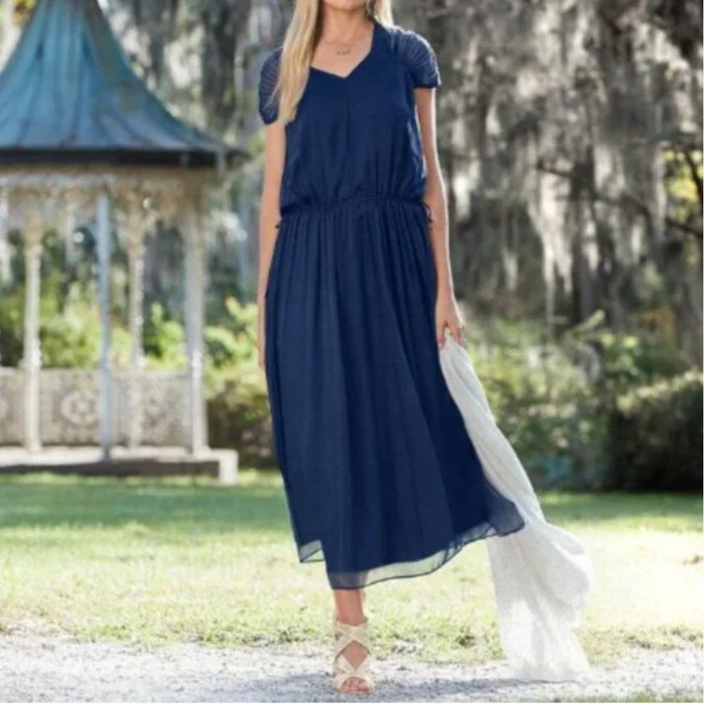 Sundance Gossamer Dreams 100% Silk Maxi Dress Gown Midnight Blue Size XL